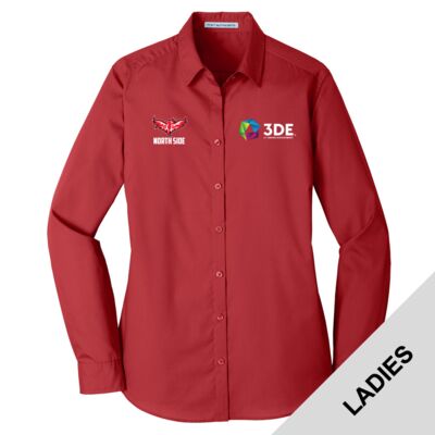 3DE North Side - Ladies Long Sleeve Carefree Poplin Shirt Thumbnail