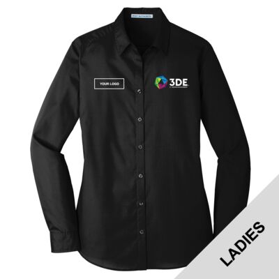 3DE Custom - Ladies Long Sleeve Carefree Poplin Shirt Thumbnail