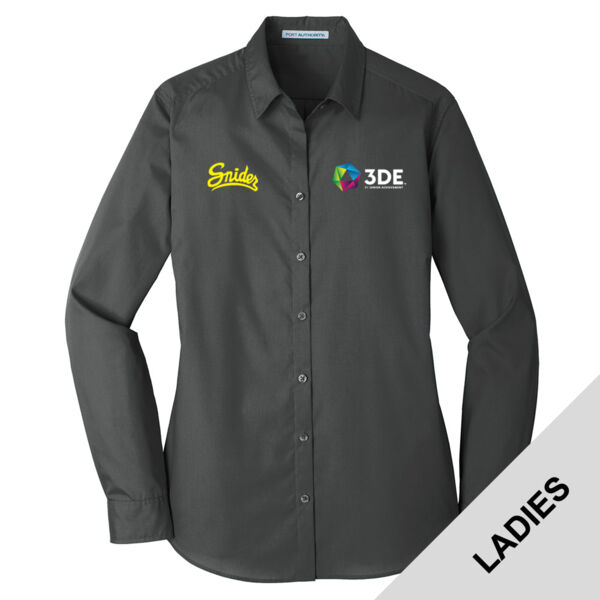 LW100 - EMB - J248E002 Left Chest / S217E004 Right Chest - Snider Ladies Long Sleeve Poplin Shirt Thumbnail