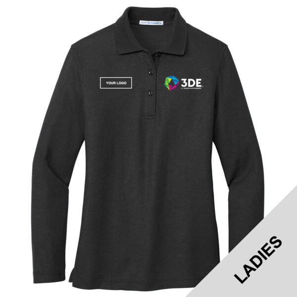 L500LS - EMB - J248E002 Left Chest - 3DE Ladies Long Sleeve Pique Polo Thumbnail