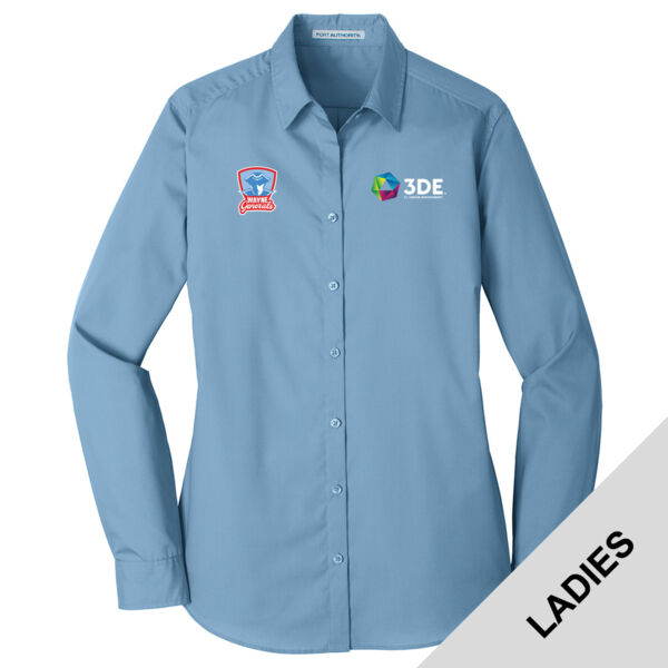 LW100 - EMB - J248E002 Left Chest / W221E004 Right Chest - Wayne Ladies Long Sleeve Poplin Shirt Thumbnail